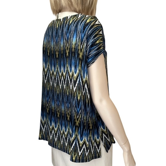 J. Jill Rayon Batwing Sleeve Poncho Design Shirt Top Tunic Aztec Print XSP XS S - Picture 5 of 11